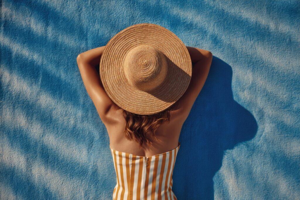 Frau mit Sonnenhut liegt entspannt am Pool | Elfa Master
